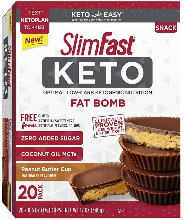 SlimFast Keto Fat Bomb Peanut Butter Cup, 20 ct