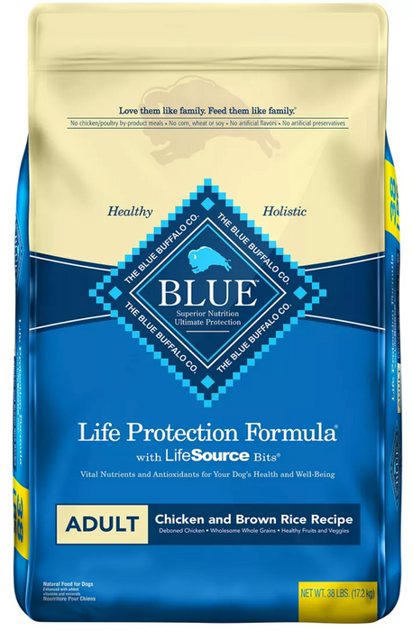 Blue Buffalo Life Protection Formula Natural Adult Dry Dog Food, Chicken & Brown Rice Flavor , 38 lbs