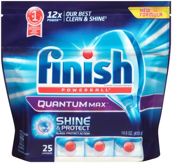 Calgonit Finish Quantum Max Dishwasher Detergent, Shine & Protect, 25 ct