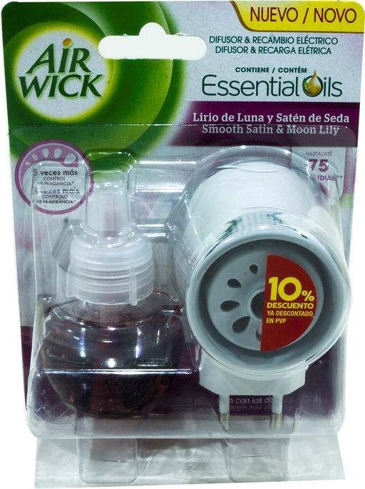 Air Wick Essensial Oils Diffuser Kit, Smooth Satin & Moon Lily 220V, 2 ct