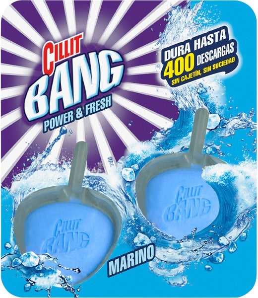 Cillit Bang Power and Fresh WC Freshener, Marine, 2 x 40 g