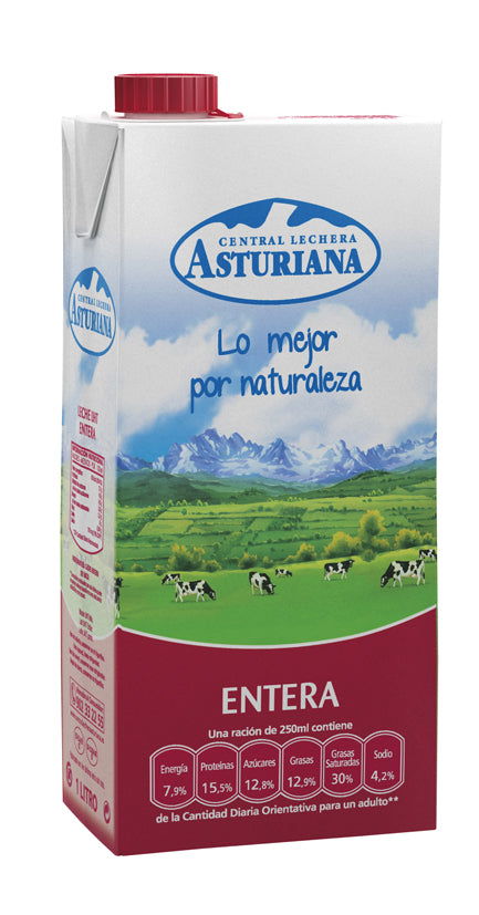 Asturiana Whole Milk (Volle Melk), 1 L