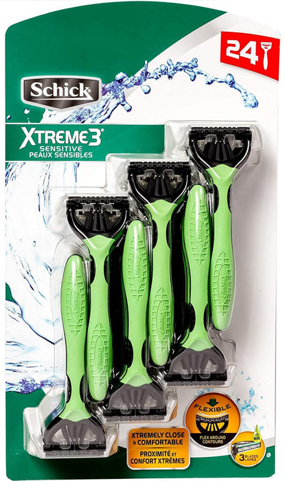 Schick Xtreme 3 Sensitive Disposable Razors, 24 ct