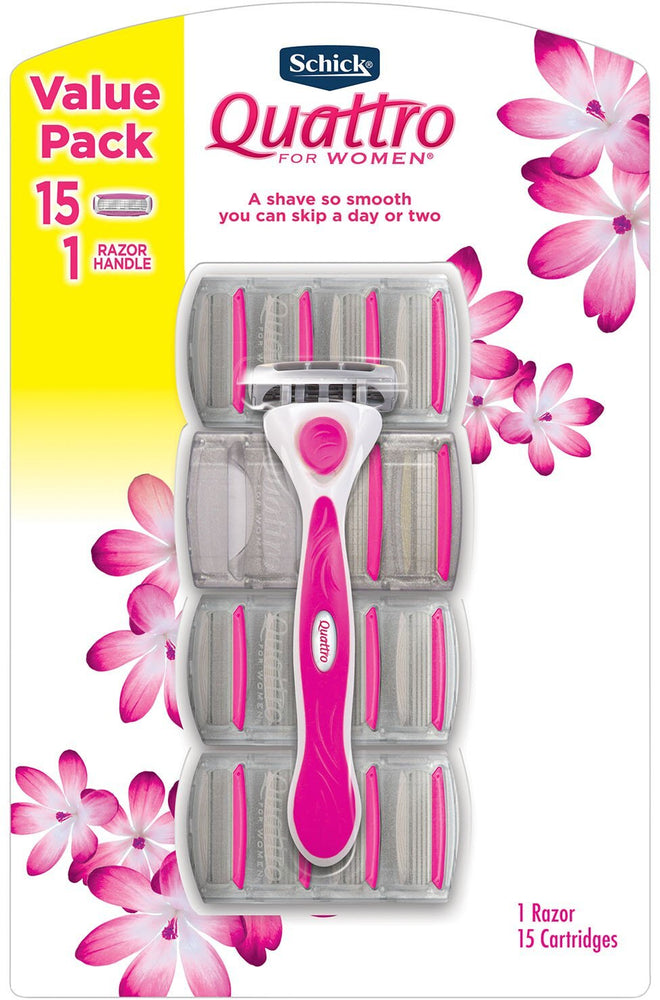 Schick  Qauttro for Women Razor Handle and Cartridges, Value Pack, 16 ct