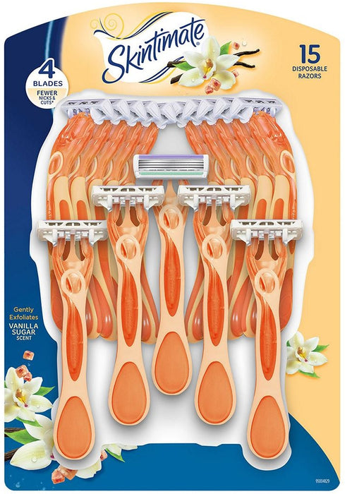 Skintimate Vanilla Sugar Disposable Razors, 15 ct