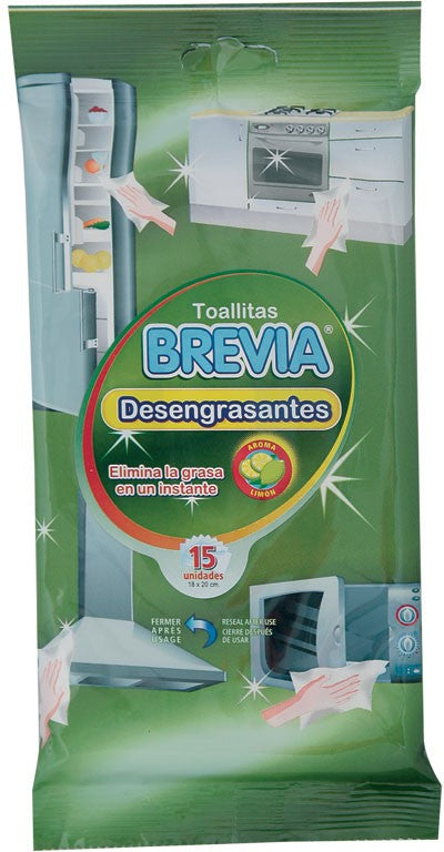 Brevia Degreaser Kitchen Wipes, Lime, 15 ct