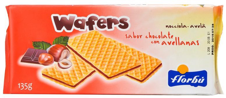 Florbu Wafers with Chocolate and Hazelnut Flavored Filling, 135 gr