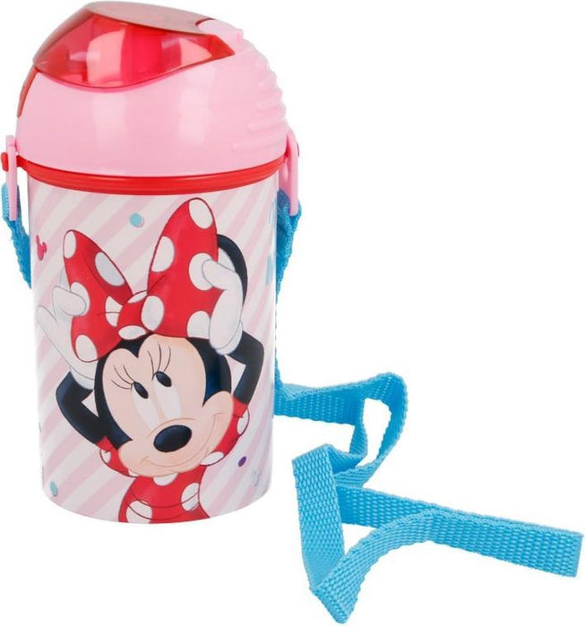 Minnie Mouse Pop Up Water Bottle For Girls, 450 ml
