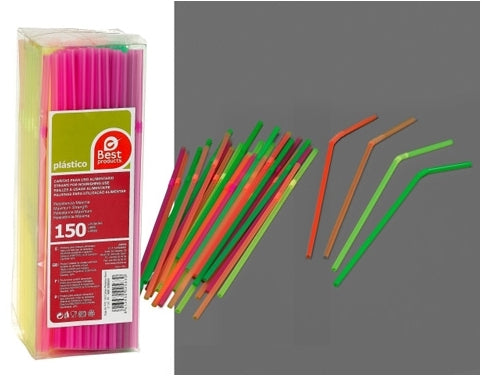 Best Products Flexible Neon Straws, 150 ct