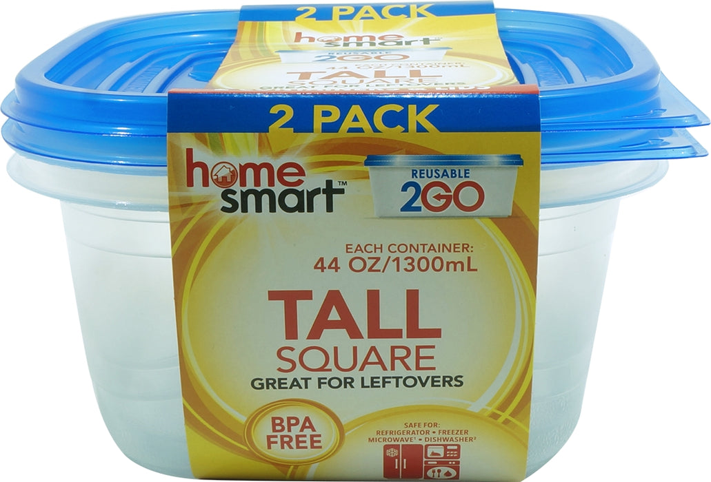 Home Smart Tall Square Plastic Containers, 4 pcs