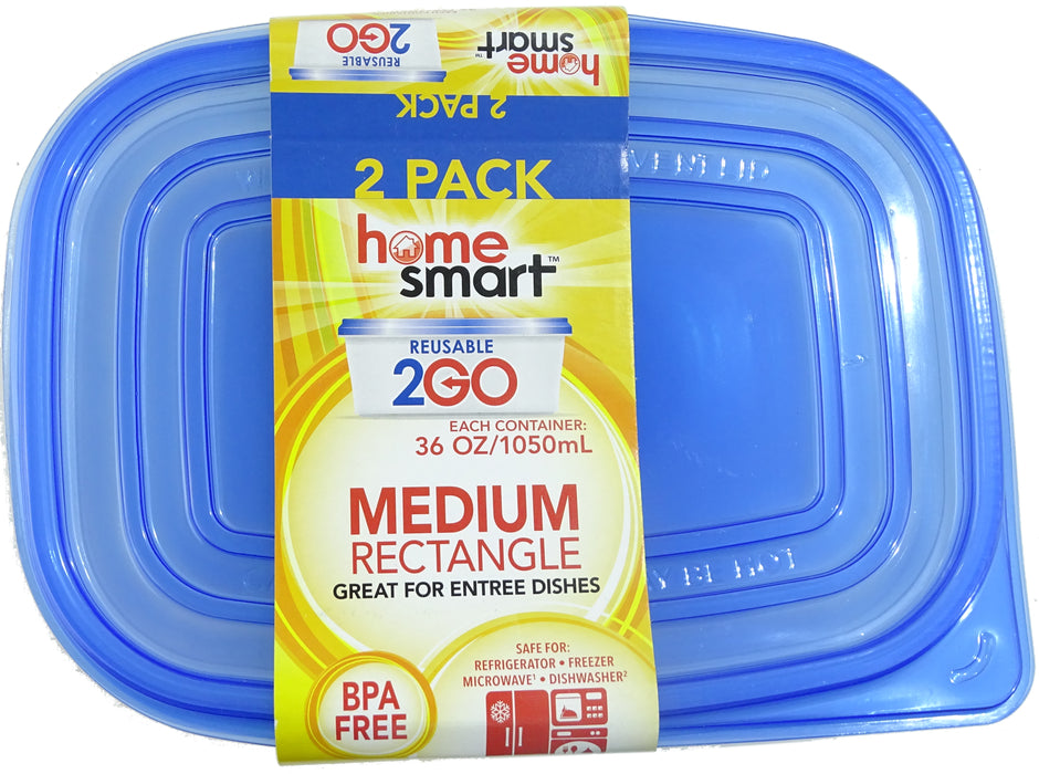 Home Smart Food Storage Container 2Go, 2 x 36 oz