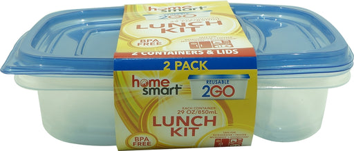 Home Smart Lunch Kit Plastic Containers, 4 pcs