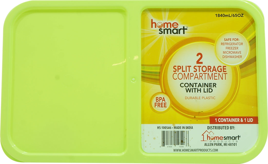 Home Smart 2 Compartment Plastic Storage Container (Specify Color at Checkout), 2 pcs