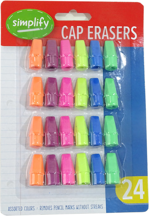 Simplify Pencil Cap Erasers, 24 ct