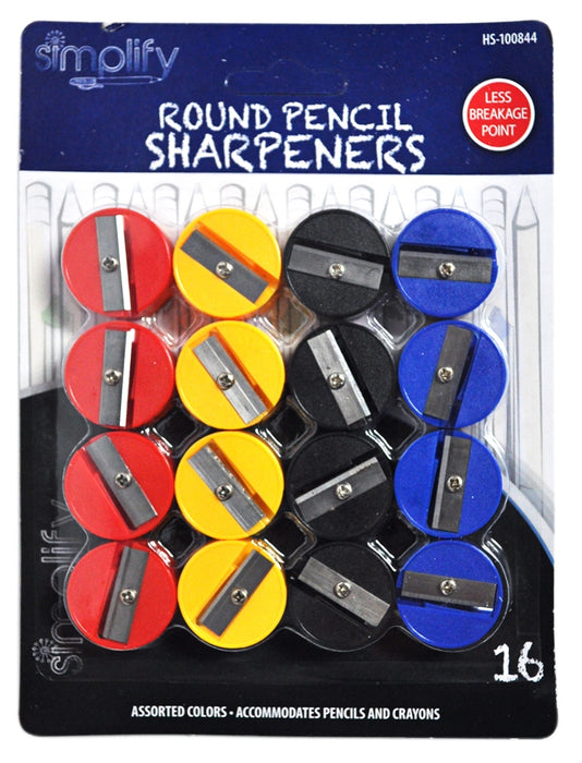 Simplify Round Pencil Sharpeners, 16 pcs