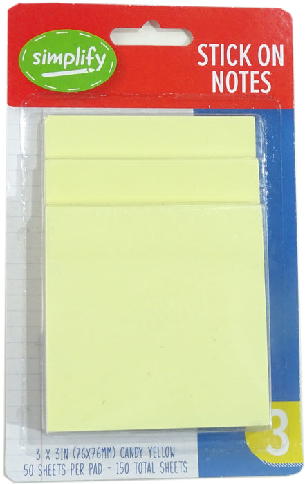 Simplify Stick on Notes, 3 x 50 ct