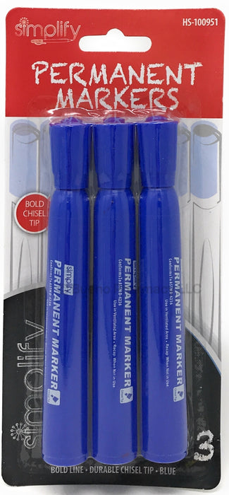 Simplify Permanent Markers, Blue, 3 ct