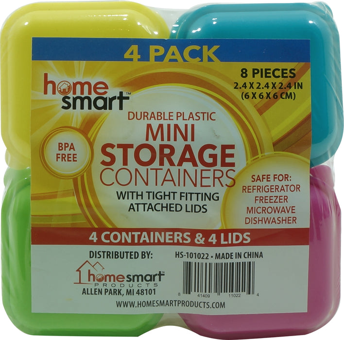 Home Smart Plastic Mini Storage Containers, 4 pcs