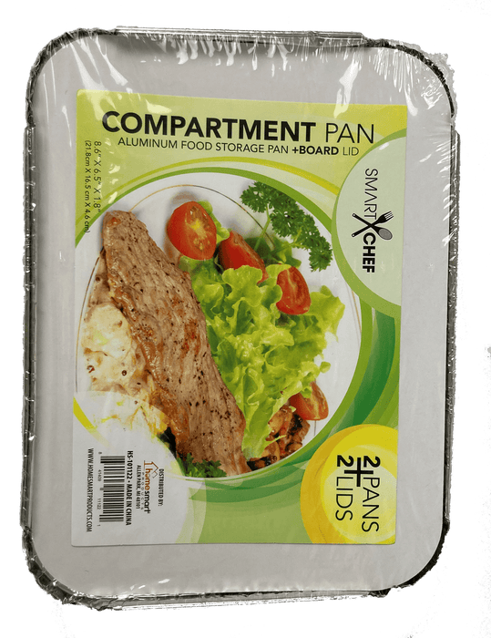 Smart Chef Compartment Foil Pan with Lid, 2 ct