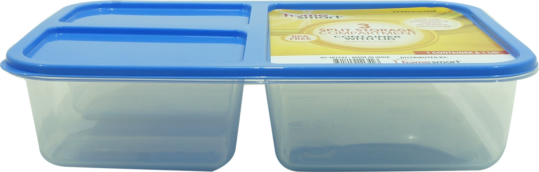 Home Smart 3 Compartment Plastic Storage Container (Specify Color at Checkout), 2 pcs
