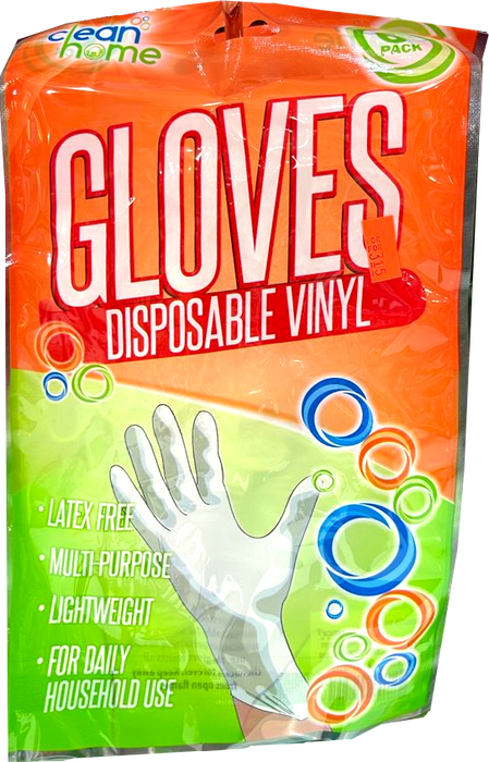 Clean Home Disposable Vinyl Gloves, 6-Pack, 6 ct