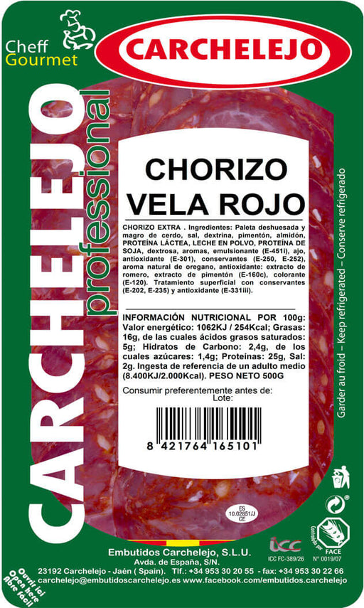Carchelejo Chorizo Vela Rojo , 500 gr