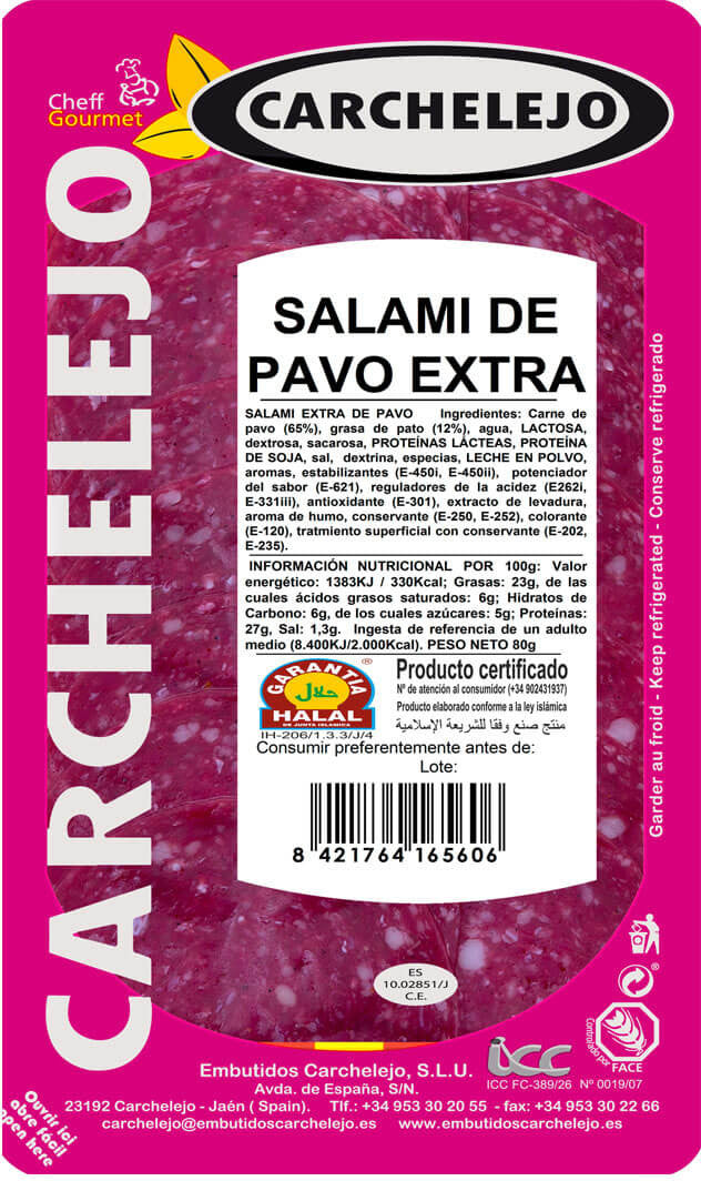 Carchelejo Salami de Pavo Extra (Turkey), 80 gr —