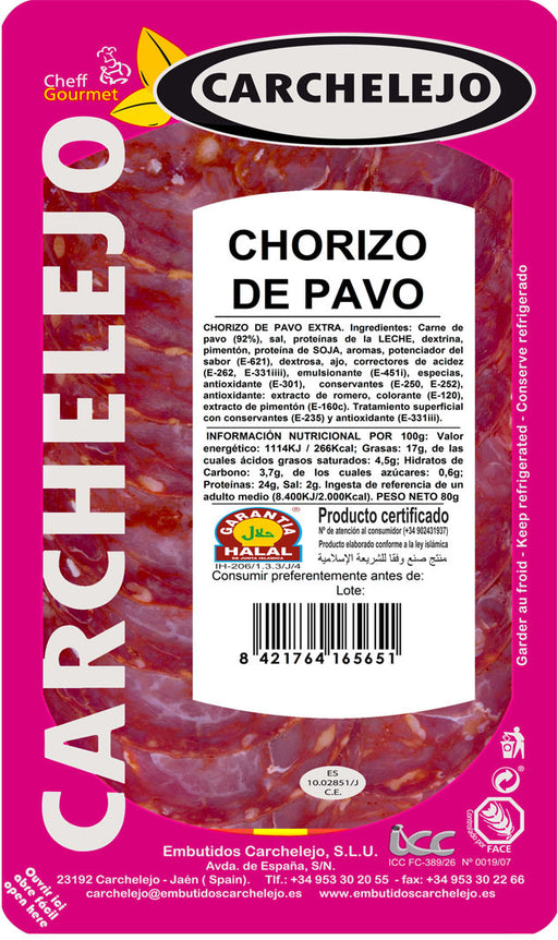 Carchelejo Chorizo de Pavo (Turkey), 80 gr