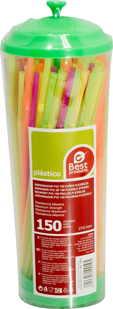 Best Products Flexible Plastic Straws Dispenser, 150 ct