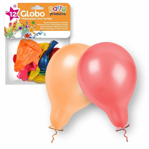Party Products 23 cm Assorted Balloons, Matellic, 12 ct