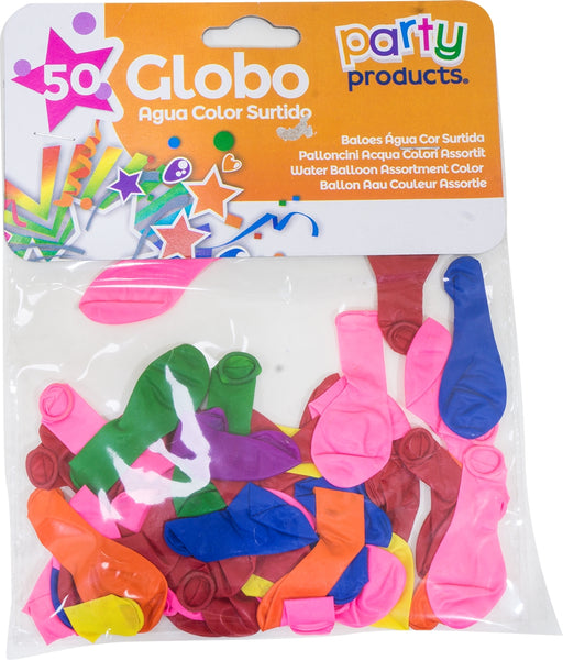 Party Products 8 cm Assorted Water Balloons, 50 ct