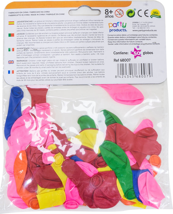 Party Products 8 cm Assorted Water Balloons, 50 ct