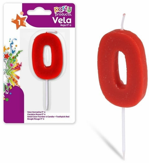 Party Products Red Birthday Candle, Nr. 0, 1 ct