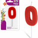 Party Products Red Birthday Candle, Nr. 0, 1 ct