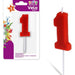 Party Products Red Birthday Candle, Nr. 1, 1 ct