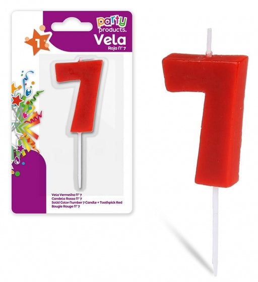 Party Products Red Birthday Candle, Nr. 7, 1 ct