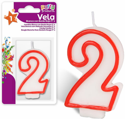 Party Products Red and White Candle, Nr. 2, 1 ct