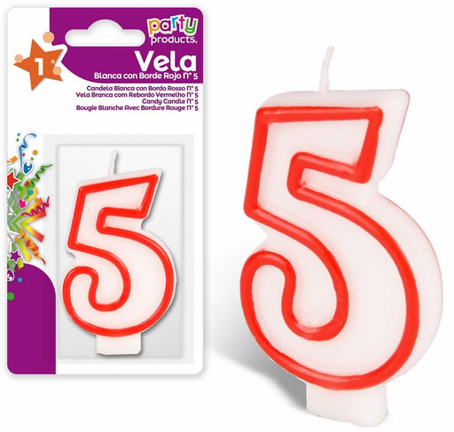 Party Products Red and White Candle, Nr. 5, 1 ct