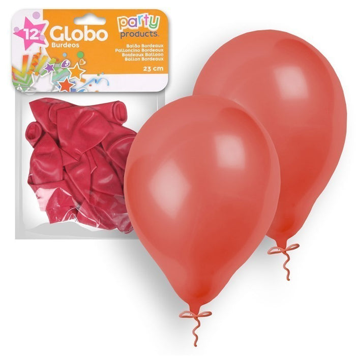 Party Products 23 cm Balloons, Bordeaux, 12 ct
