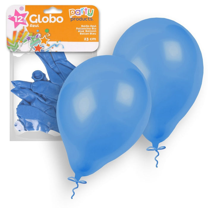 Party Products 23 cm Balloons, Blue, 12 ct