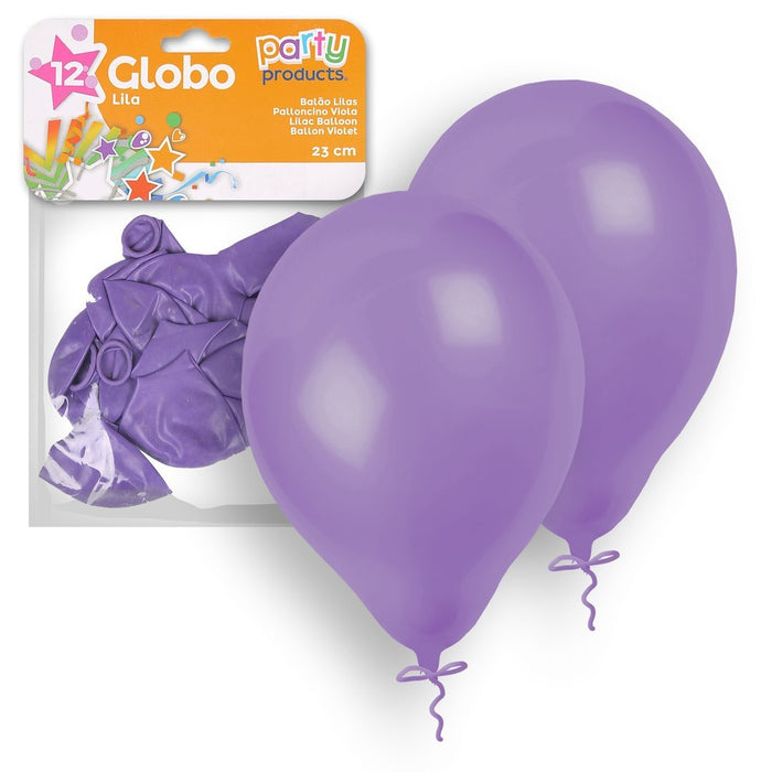 Party Products 23 cm Balloons, Lilac, 12 ct