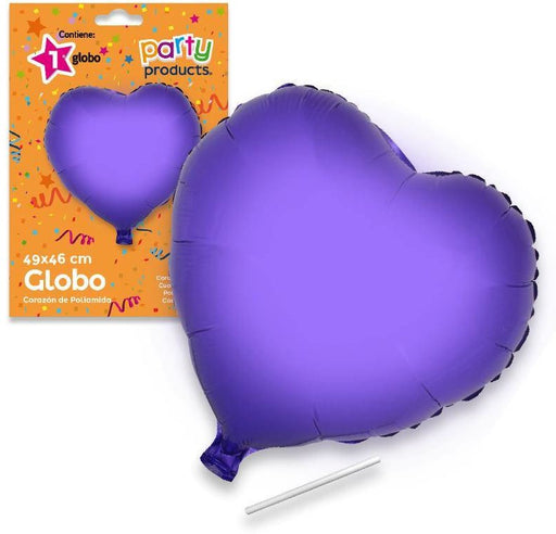 Party Products Heart Shaped Polyamide Balloon, Purple, 49 x 46 cm