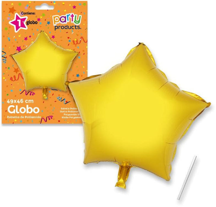 Party Products Star Shaped Polyamide Balloon, Gold, 49 x 46 cm
