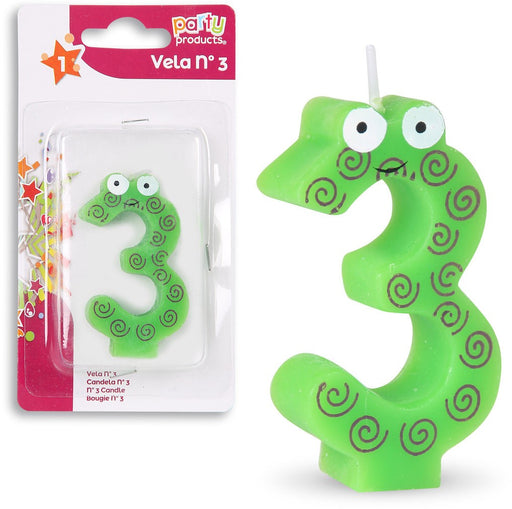 Party Products Fun Patterned Birthday Candle, Nr. 3, 1 ct