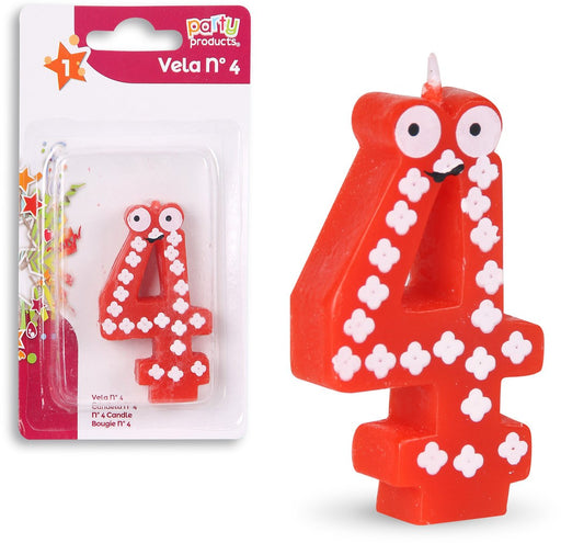 Party Products Fun Patterned Birthday Candle, Nr. 4, 1 ct