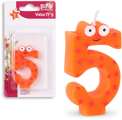 Party Products Fun Patterned Birthday Candle, Nr. 5, 1 ct