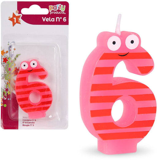 Party Products Fun Patterned Birthday Candle, Nr. 6, 1 ct