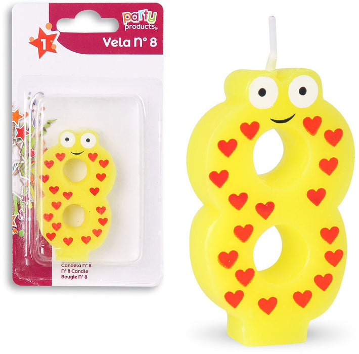 Party Products Fun Patterned Birthday Candle, Nr. 8, 1 ct
