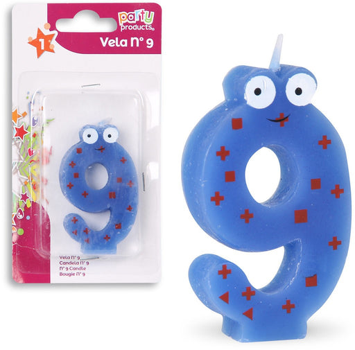 Party Products Fun Patterned Birthday Candle, Nr. 9, 1 ct
