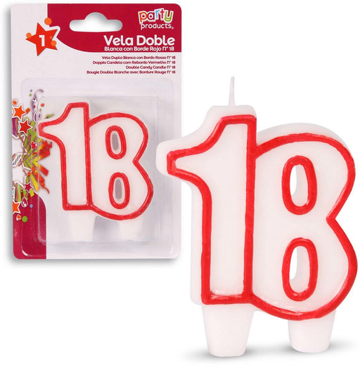 Party Products Red and White Candle, Nr. 18, 1 ct